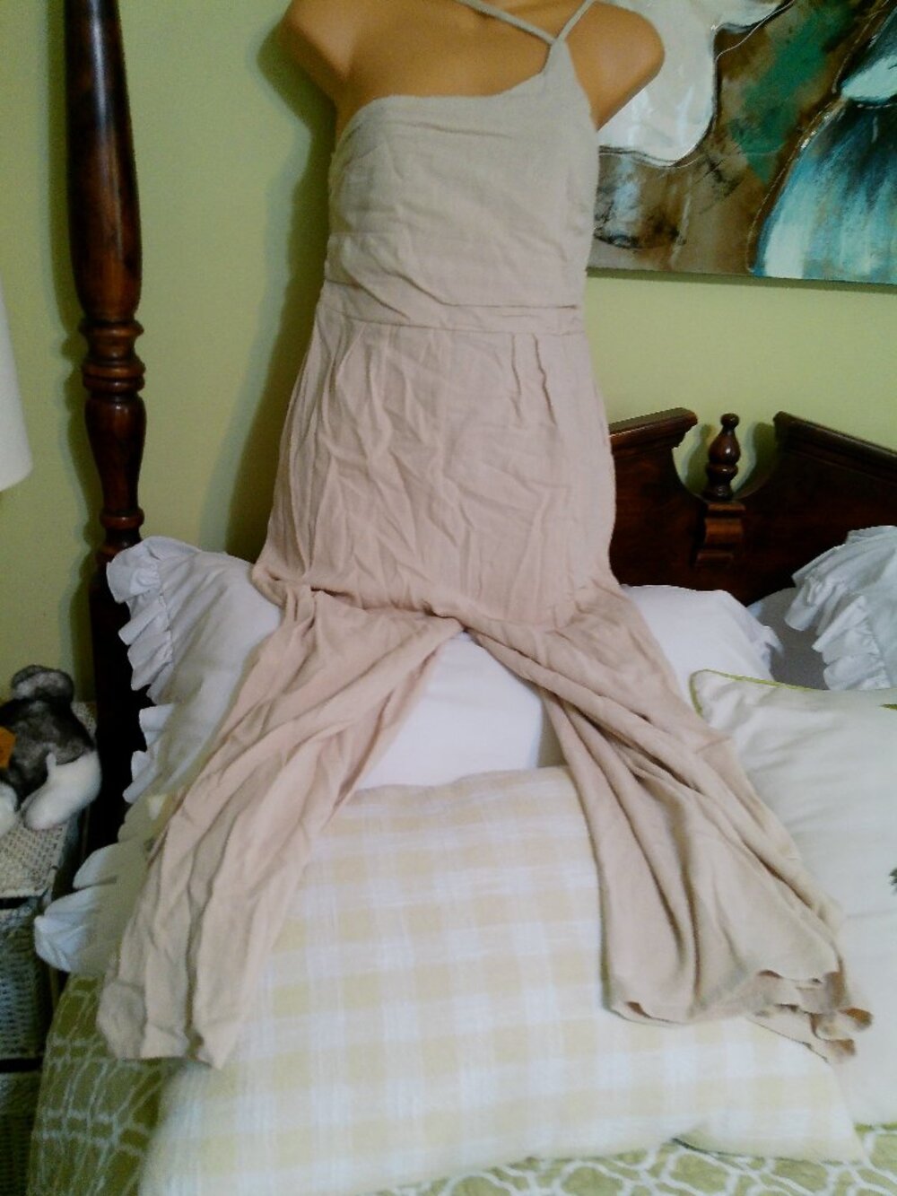 AKAIV ROMPER JUMPSUIT WITH WIDE LEGS SIZE SMALL BEIGE NEW WITH TAGS